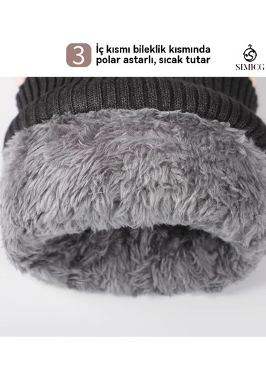 Kayak Sıcak Rüzgar Geçirmez Su Geçirmez Dokunmatik Ekran Eldiveni Gri Beyaz