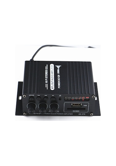 Mufunye Siyah 12v 20wx2 Bluetooth Araç/ev Amfi, Sd/usb Okuyucu, Fm Radyo, Dijital Ekran, 12v 2a-5a Girişi Güç Adaptörü Yok