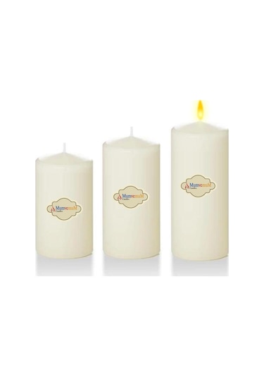 3 Lü Midium Set Mum Krem Çap :5 Cm Krem