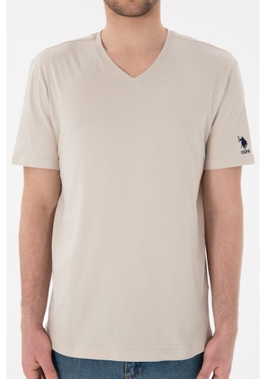 U.S. Polo Assn. Erkek Regular Fit  V Yaka Taş Basic Tişört 50305858-VR049