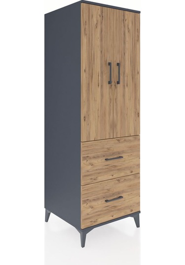 Kronos Dolap 3 Raflı 2 Çekmeceli 2 Kapaklı 60x59x182 Antrasit... Antrasit