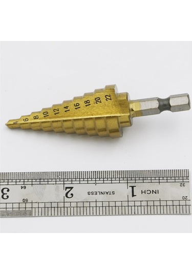 Ccgloball 1 Adet Dayanıklı 422 Mm Yüksek Hızlı Altıgen Titanyum Kaplı Kademeli Konik Matkap Ucu