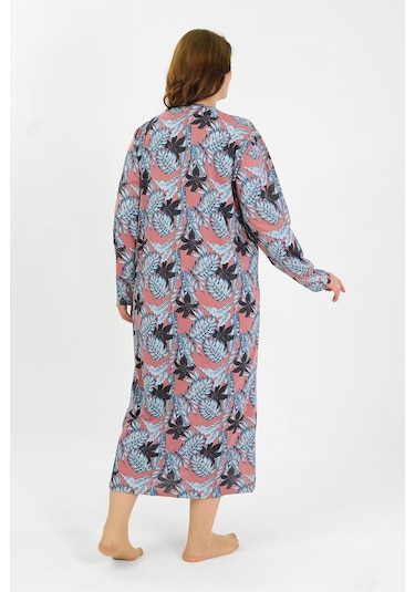 Akbeniz Kadın Büyük Beden Uzun Kol Somon Anne Gecelik 1378 SOMON