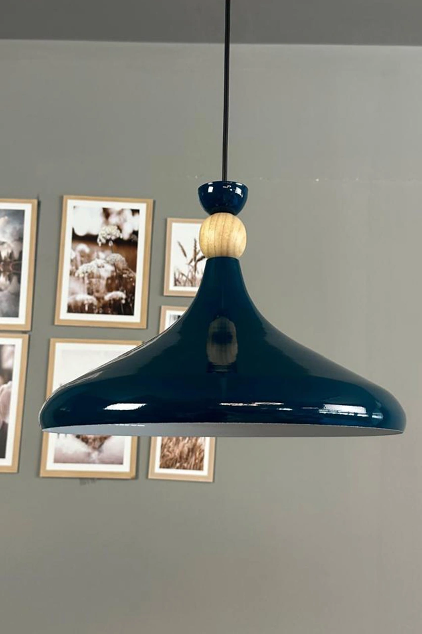 Deniz Yeşili Ahşap Şapka Tekli Avize Sarkıt Salon Mutfak Cafe Butik Lamba Aydınlatma Avizeler Su Yeşili