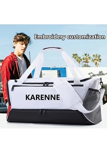 Sandwich Motion003 Kişiselleştirilebilir Büyük Kapasiteli Spor Bagaj Çantası Islak Kuru Bölmeli Siyah Siyah