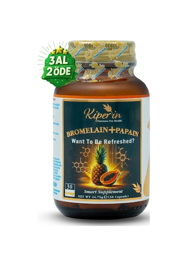 Kiperin Bromelain 2500 Gdu & Papain - Doğal Proteolitik Enzim 30kapsül & 700mg Akıllı Gıda Takviyesi