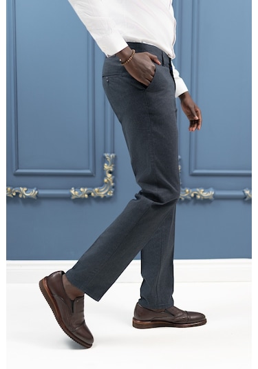 Notra Regular Fit Pamuklu Dokulu Kışlık Gabardin Pantolon Lacivert