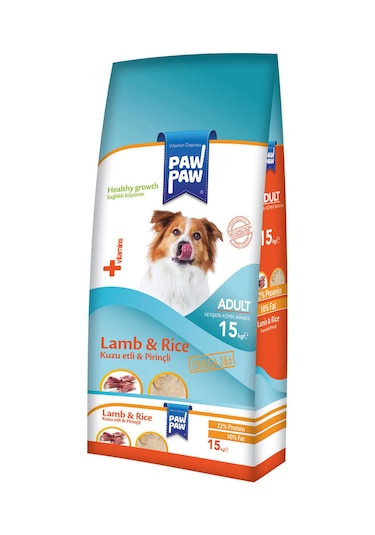 Paw Paw Kuzu Etli ve Pirinçli Yetişkin Köpek Maması 15 KG