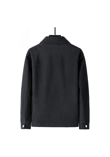 Moda Yönetici Dikey Çizgili Sıcak Kalın Erkek Ceketi Bej