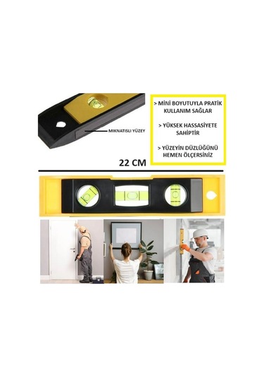Su Terazisi Mini Eğim Ölçen Terazi Mıknatıslı Çok Amaçlı 22cm Yüzey Ölçümü
