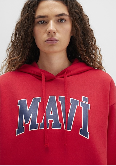 Mavi - Mavi Logo Baskılı Kırmızı Kapüşonlu Sweatshirt 1600361-820