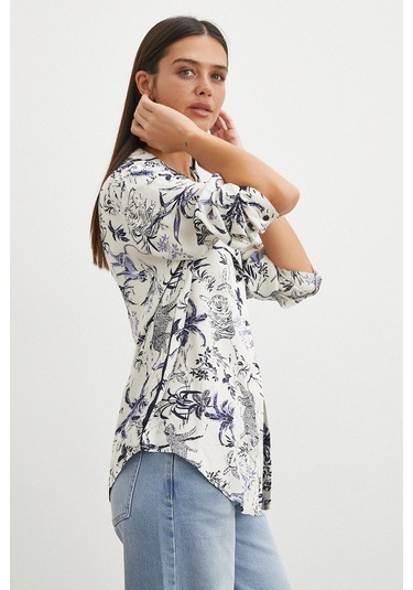 Uterpe Jungle Print Gömlek Mavi
