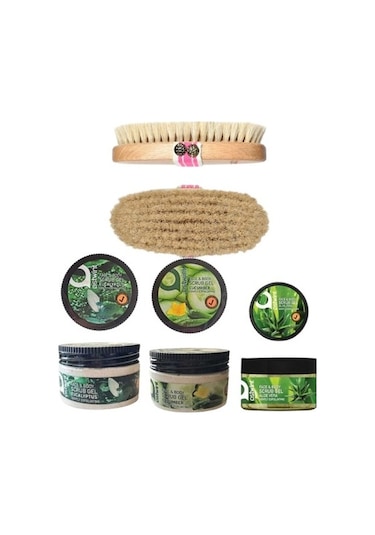 Ostwint Aloe Vera + Okaliptus + Salatalık Yüz ve Vücut Jel Peeling 3 x 300 ML + La Perla Doğal At Kılı Fırçası