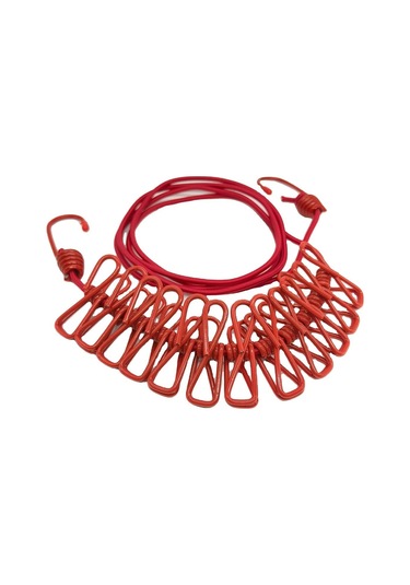 Pratik Evde Seyahatte Kampta Kullanılabilen 12 Mandallı Çamaşır Kurutmalık İpi Çok Renkli