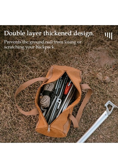 Tongxida Kamp Çadırı Çivisi Saklama Çantası - 350x150mm Haki Haki