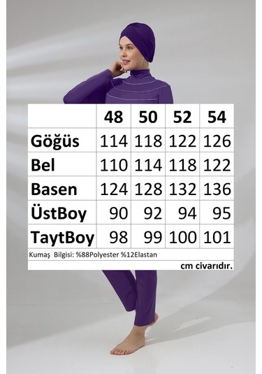 Büyük Beden Likralı Tam Kapalı Tesettür Mayo 1286-23 Mor Mor