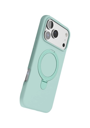 Özel Apple I Phone 17 Pro Regal Magsafe Standlı Kapak - Su Yeşili Fırsat