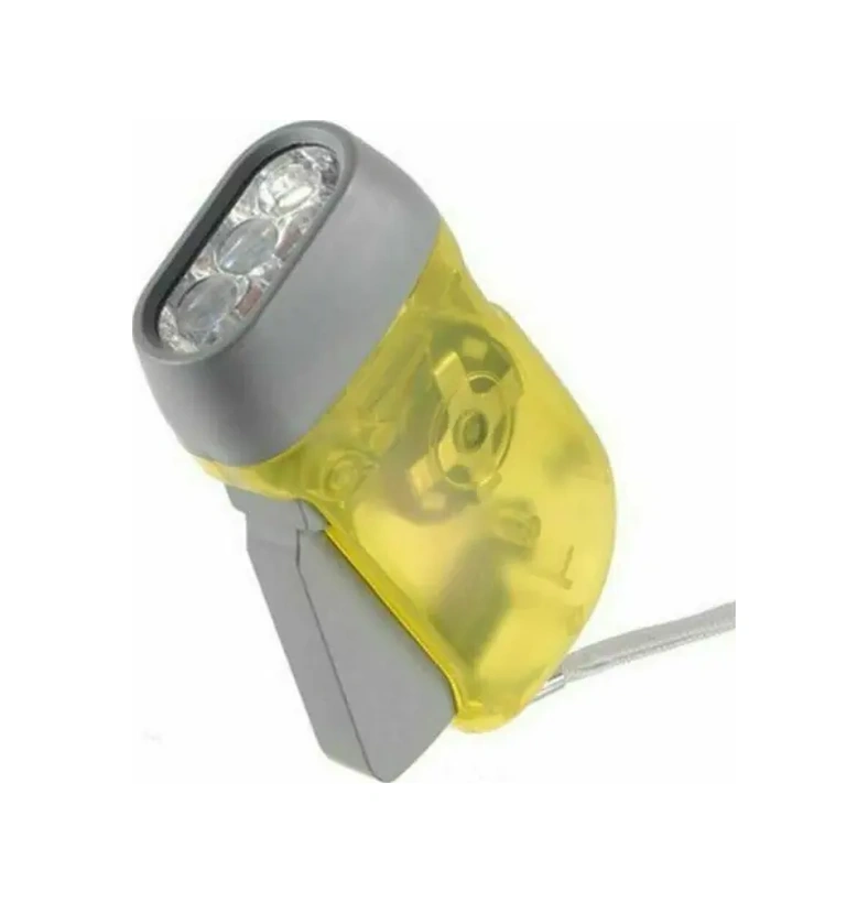 Chuangyinshop Sarı 3 Led Kollu Dinamo Fener - Pil Dahili Su Geçirmez Kamp Çadırı Aydınlatma Sarı