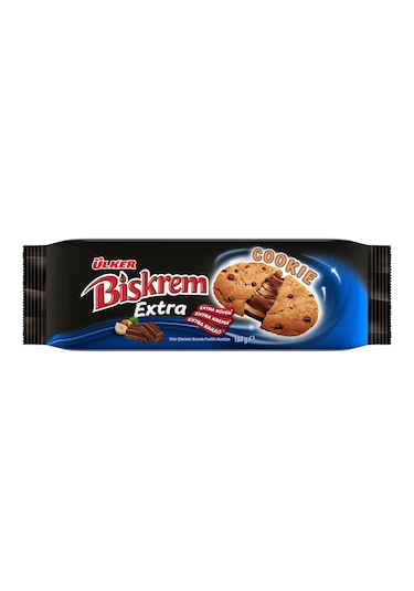 Biskrem Extra Cookie - Sütlü Çikolatalı Kremalı Fındıklı Kurabiye - 184 Gram - 12 Adet