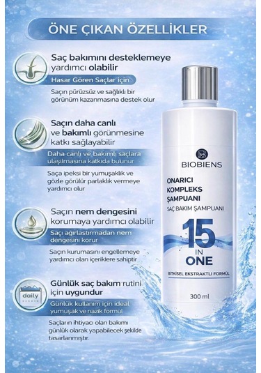 Biobiens Onarıcı Kompleks Şampuan 300 Ml Tüm Saçlar
