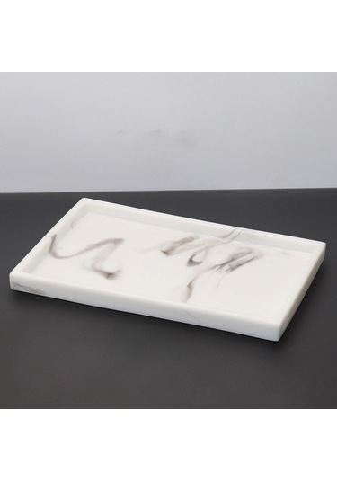 Homyl Tuvalet Vanity Tepsi Lüks Reçine Küvet Mumlar Beyaz Beyaz