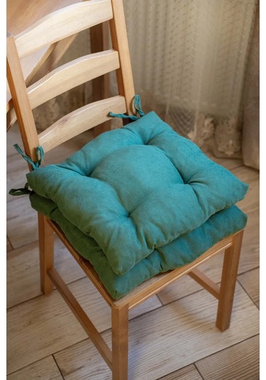 Slavıca Sandalyeye Takılan Bağcıklı Kare Yastık 40x40cm 363124944 Yeşil