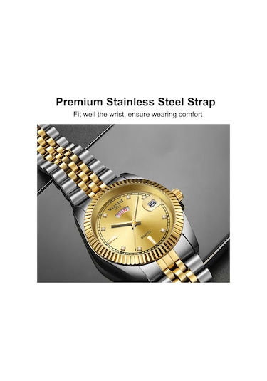 Leezsing Wlısth S525 Erkek Kol Saati - Klasik Ticari Stili, Çelik Kayış, Kuvars Hareket, 30m Su Geçirmez, Çok Fonksiyonlu Moda Saat Çok Renkli