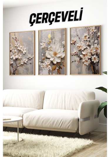 Ahşap Çerçeveli Mdf Tablo Seti Salon Ve Oturma Odası Için Çt3100 42 X 62