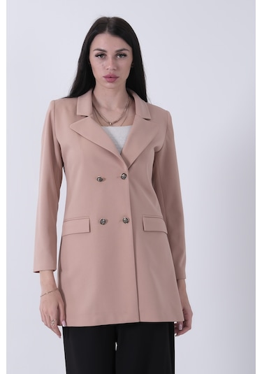 Feminist Bej Astarlı Düğme Kapamalı Blazer Ceket 0105123.55 Bej