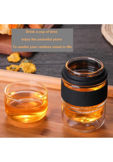 Homyl Seyahat Çay Seti Cam Ev Ofis Hediyeleri Için Siyah Siyah