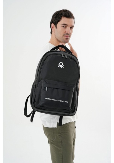 United Colors Of Benetton Unisex Çocuk/yetişkin Okul Günlük Ve Seyahat Sırt Çantası - Siyah - 20965 Çok Renkli