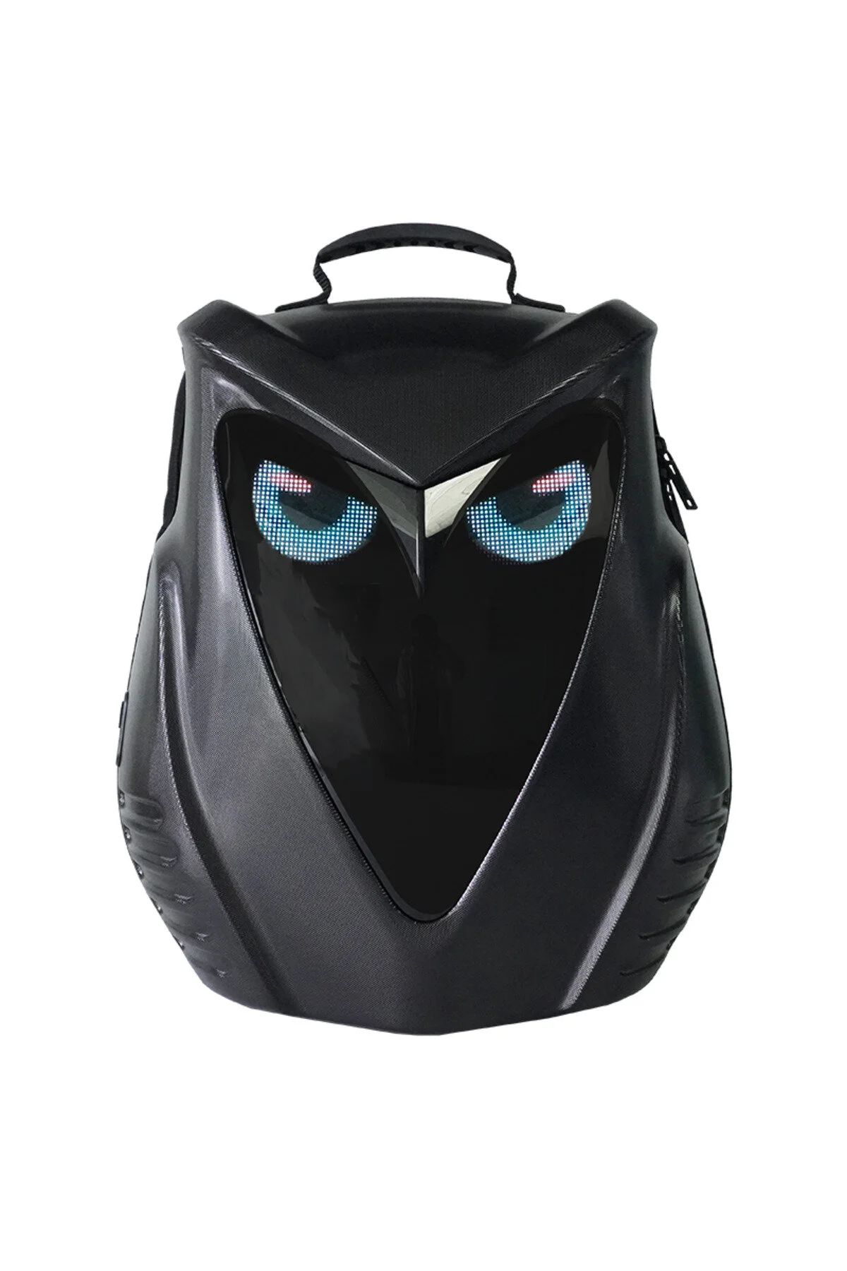 Led Baykuş Gözlü Akıllı Sırt Çantası Sert Kasa, Usb Şarj Girişli Siyah