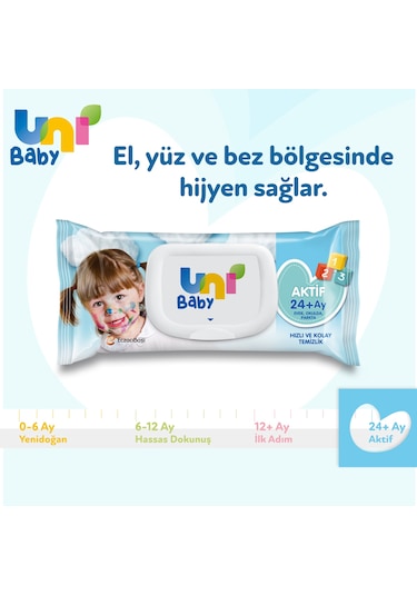 Uni Baby Aktif Bebek Islak Havlu Mendil 24 X 72'Li
