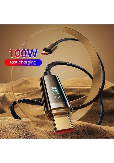 Vaorlo Led Ekran Hızlı Şarj Kablosu 100 W Süper Şarj Usb-c Pd-c Usb İos Uyumlu Tip-c İos Uyumlu Yüksek Hızlı Şarj Veri Kablosu Type-c To İos Uyumlu