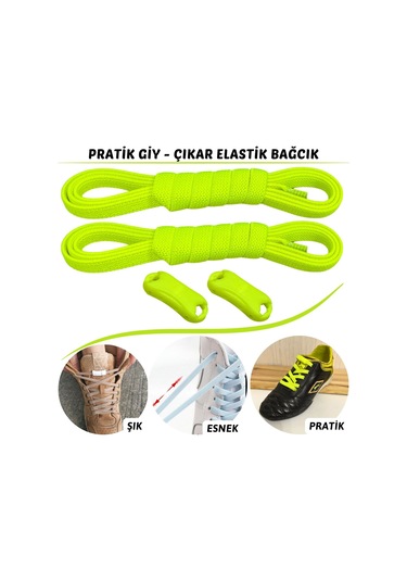 Tak Bırak Klipsli Elastik Nesil Akıllı Bağcık - Neon Sarısı Neon Sarı