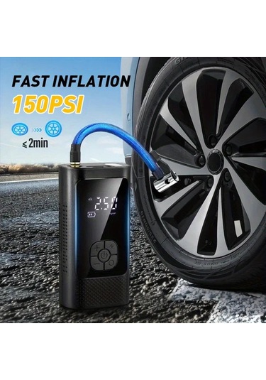 Willowhaven Jkuoo Elektrikli Mini Pompa 150psı Dijital Lcd Ekran Şişirme Aracı Siyah