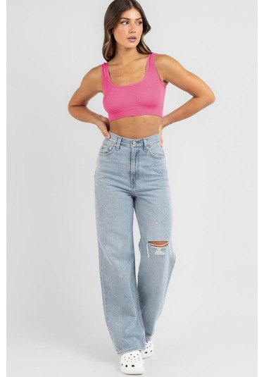 Madmext Pembe Askılı Basic Crop Top Bluz Mg1757-pembe Pembe