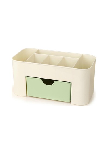 Kozmetik Ve Mücevher İçin Büyük Plastik Masaüstü Çekmece Düzenleyici Yeşil