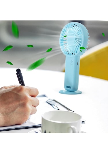 Mini Fan,telefon Tutucu,portatif El Vantilatörü Mavi 9,3x19cm