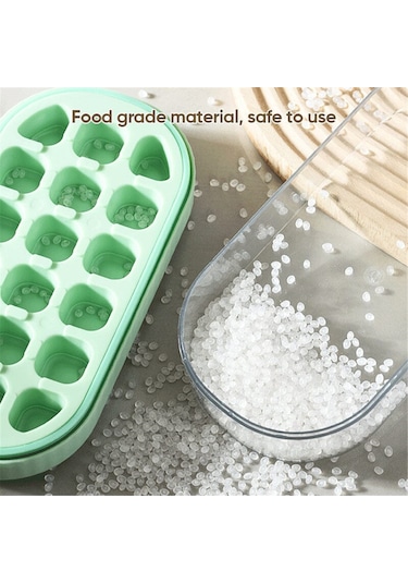 Dianziye 18 Hücreli Basma Silikon Buzluk Kalıbı - Kapaklı Hijyenik Tasarım, Kolay Buz Dağıtımı, Mutfak Gereci Pembe Çok Renkli