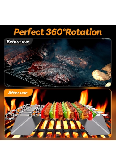 Paslanmaz Çelik Şiş Seti, Tutucu, 6 Şiş Ve 1 Çerçeveli Izgara Aksesuarları, Dış Mekan Izgarası...