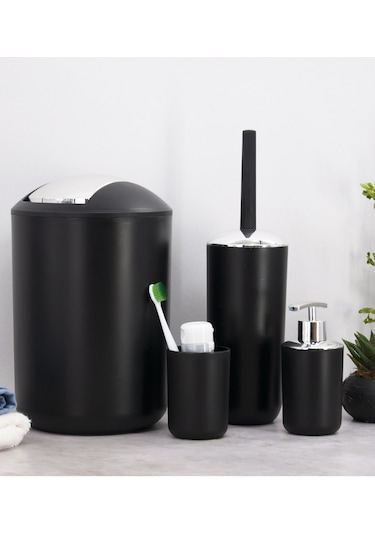 Banyo Aksesuar Seti, Çöp Kovası Seti Siyah