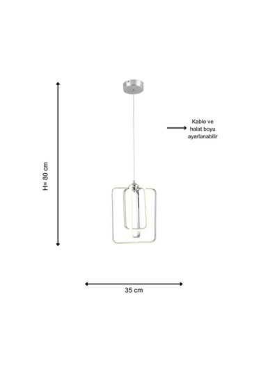 Kare 3lü Krom Kumandalı Ve Dimerli Beyaz, Sarı, Gün Işığı Ledli Plafonyer Avize Sb-ld-608 Krom