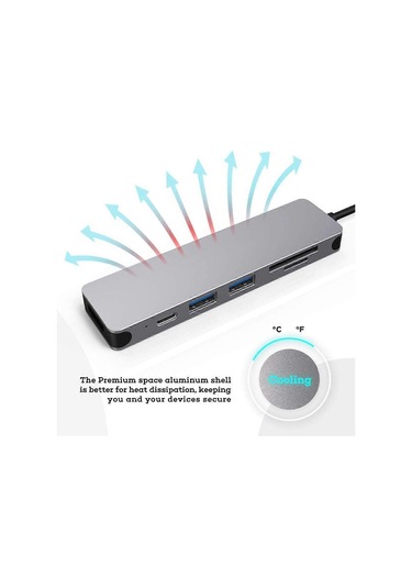 Pro Type C Adaptörü Çoklu Bağlantı Noktalı Kart Okuyucu 4k İçin 6'sı 1 Arada Usb-c Hub