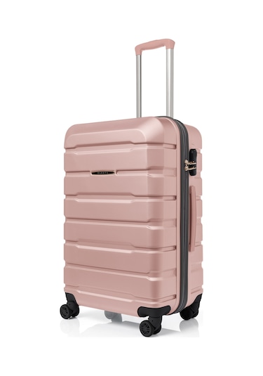 Unisex 4 Tekerli Kilitli Orta Boy Valiz Bavul Gülkurusu