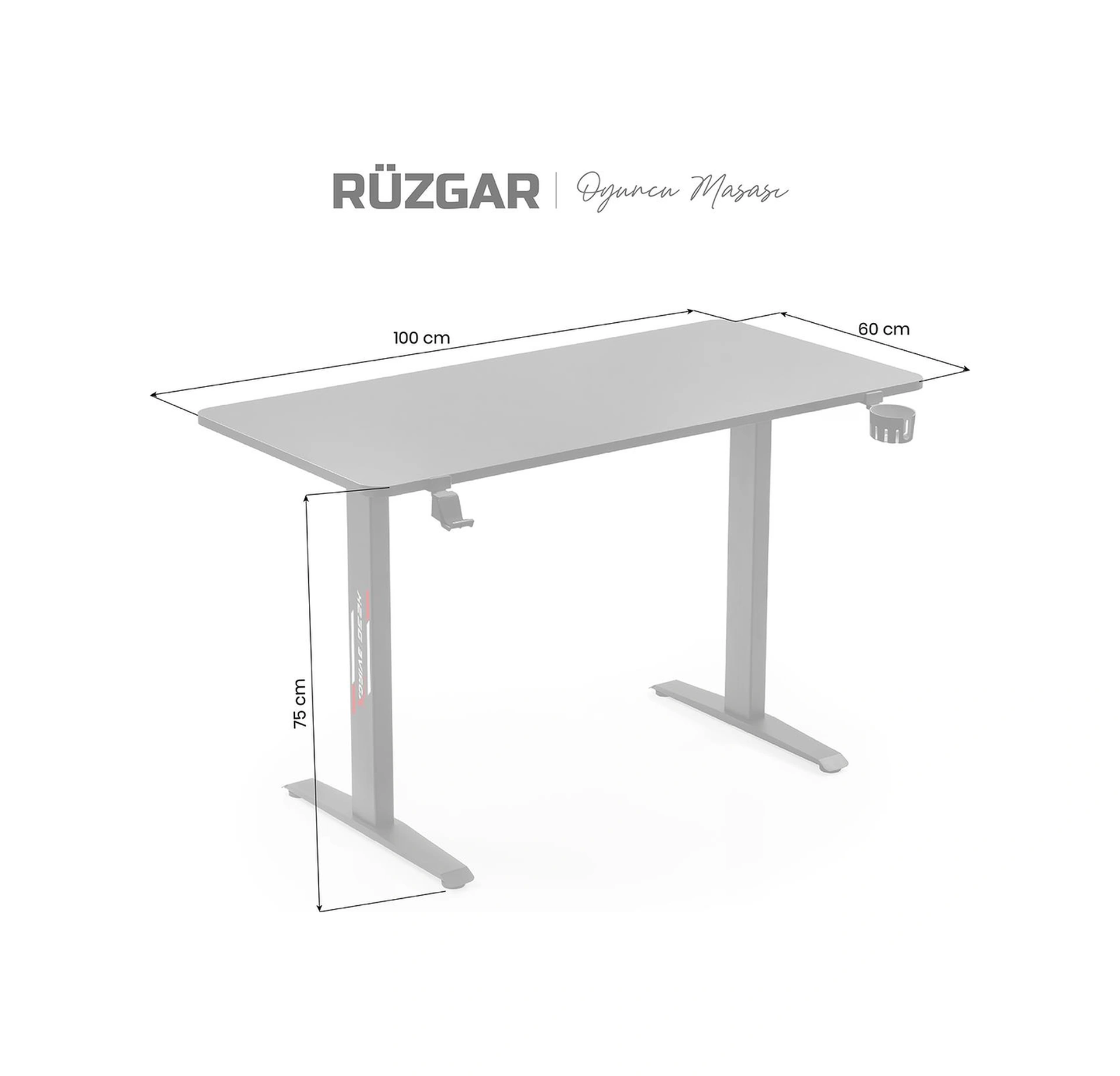 Xdrive Rüzgar Oyuncu Masası Siyah 100x60 Siyah
