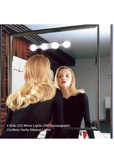 Maiyame Usb Şarjlı 4 Led Ampüllü Aynalı Aydınlatma, Kablosuz Ve Taşınabilir, Çift Renk Sıcaklığı, 5 Parlaklık Seviyesi, Kolay Kurulum. Beyaz