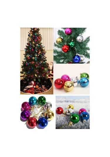 Özel 3 Lü Yılbaşı Seti 12 Adet Mini Hediye Paketi 6 Lı Renkli Çam Ağacı Topları 10 Metre Led Işık Çok Renkli