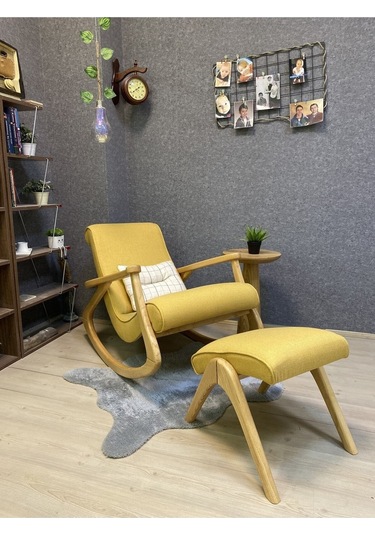 Asedia Ekol Dişbudak Naturel Sarı Sallanan Sandalye Berjer