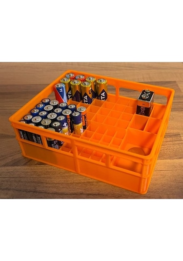 Pil Saklama Kutusu Sandığı Xxl Aa / Aaa / 9v 2032 Para Pili Plastik Kasa Görünümlü Turuncu